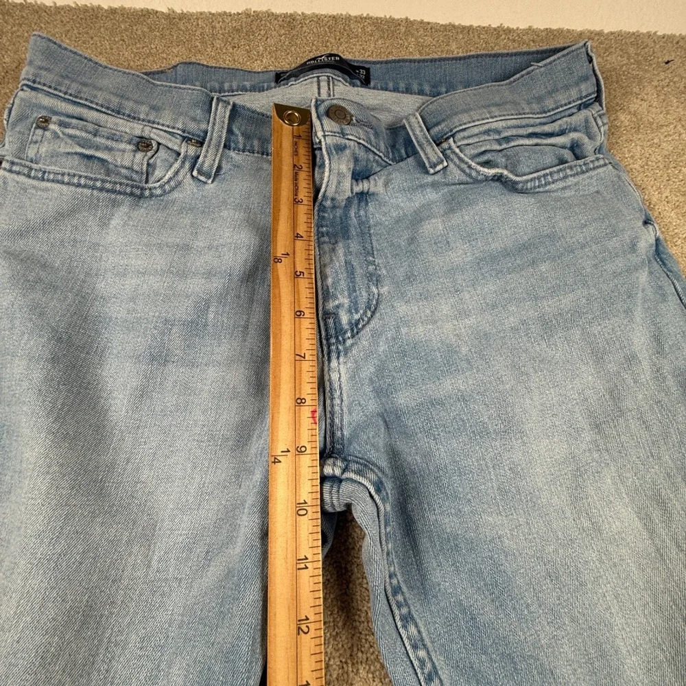 Hollister Mens Slim Straight Epic Flex Light Wash Blue Denim Jeans 33x32